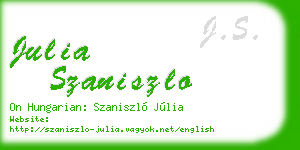 julia szaniszlo business card