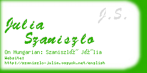 julia szaniszlo business card